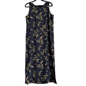 Amber Stone 100% Silk Floral Long dress with slit